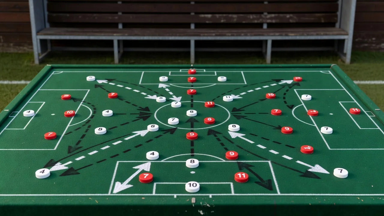 Lavagna tattica con schemi di calcio